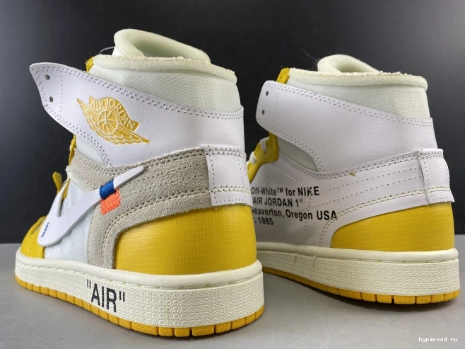 White NRG Dark x Yellow-Cone Jordan Powder 1 Off-White Air AQ0818-149 0702